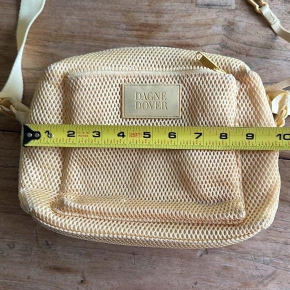 Dagne Dover Yellow Air Mesh Minimalist Crossbody Bag with Dust Bag - Picture 13 of 17